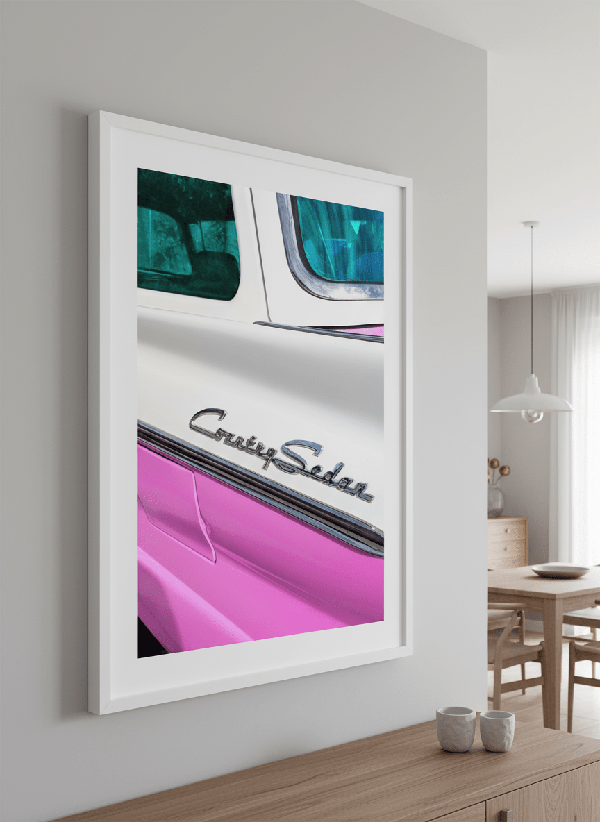 Wall art styled above a dining table in a contemporary home