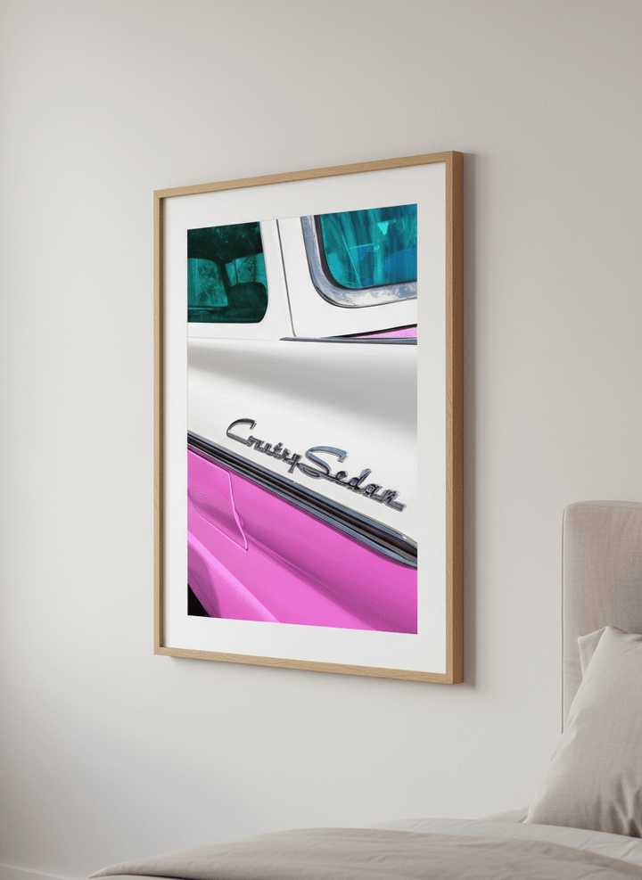 Minimalist artwork displayed in a calm, light-filled bedroom interior