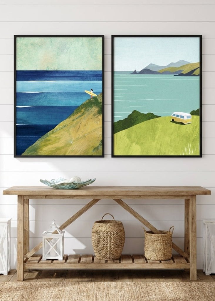 Countryside Surf Abstract Painting Pair by Henry Rivers