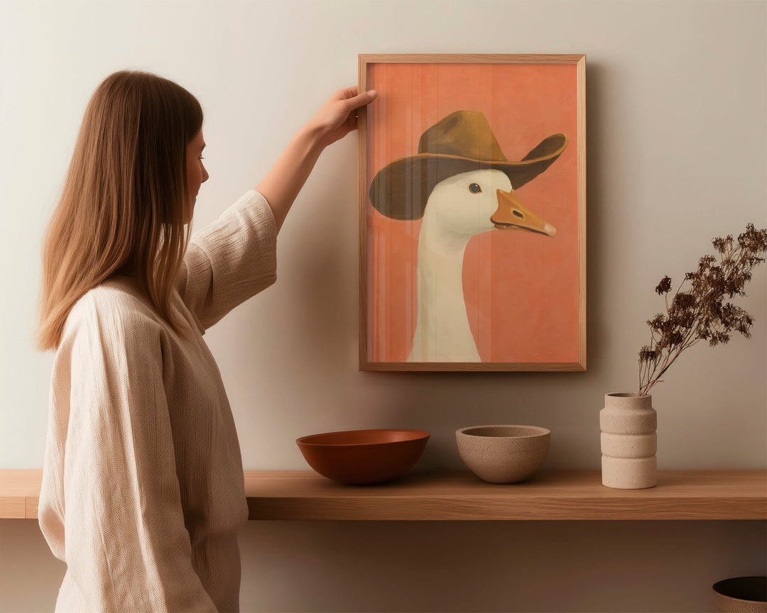 Cowboy Duck Oil Painting Wall Art wall - art - picture - poster