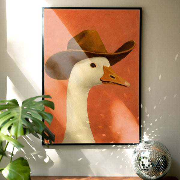 Cowboy Duck Oil Painting Wall Art