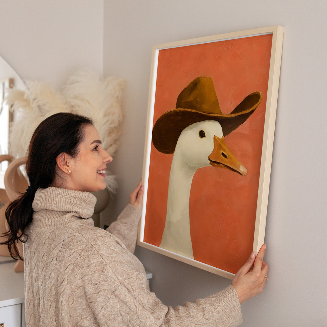 Cowboy Duck Oil Painting Wall Art wall - art - picture - poster