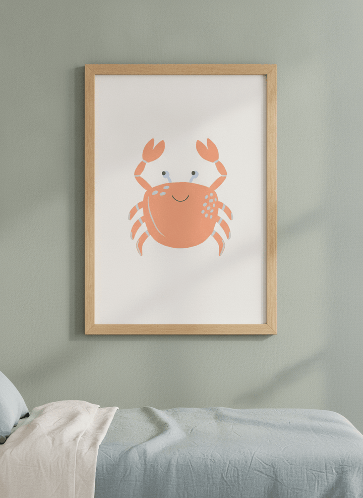 Minimalist artwork displayed in a calm, light-filled bedroom interior