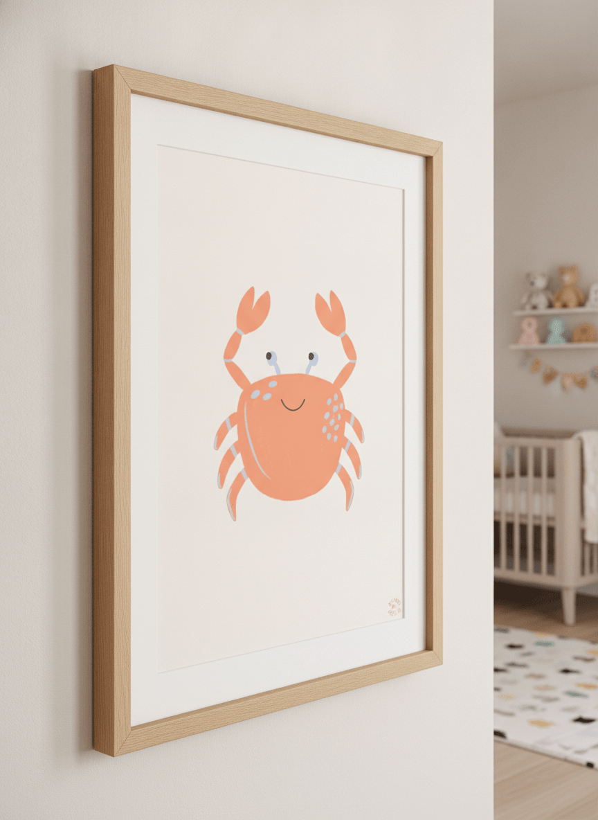 Soft neutral wall art styled in a serene nursery with pastel tones