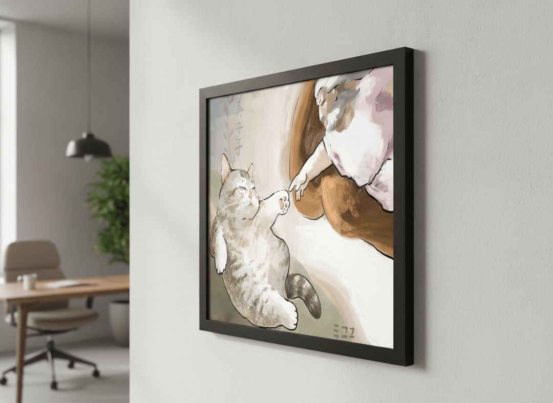 Contemporary wall art featured in a bright modern office workspace