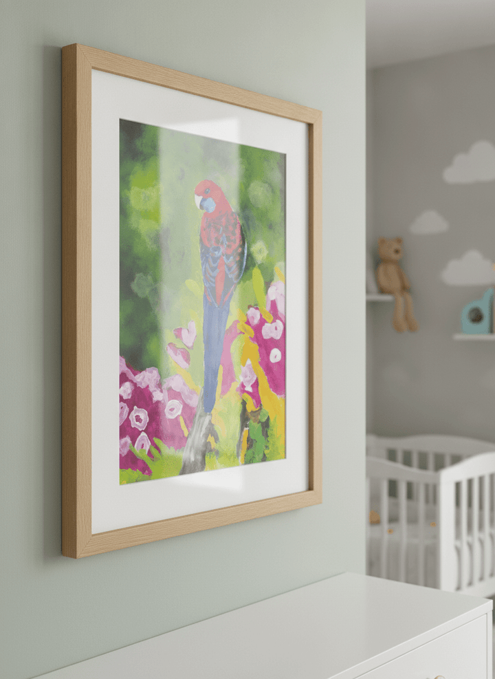 Soft neutral wall art styled in a serene nursery with pastel tones