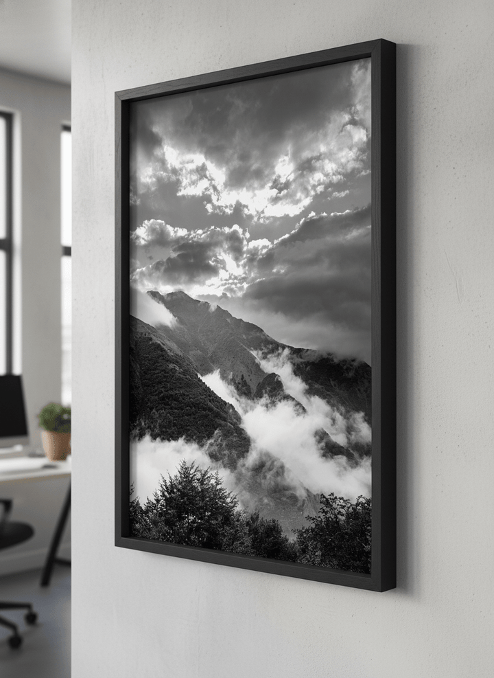 Contemporary wall art featured in a bright modern office workspace