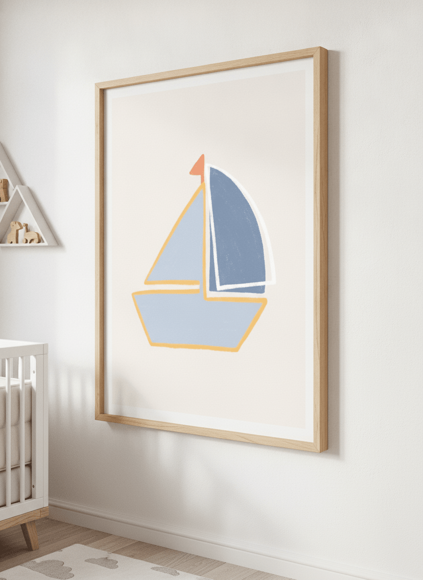 Soft neutral wall art styled in a serene nursery with pastel tones