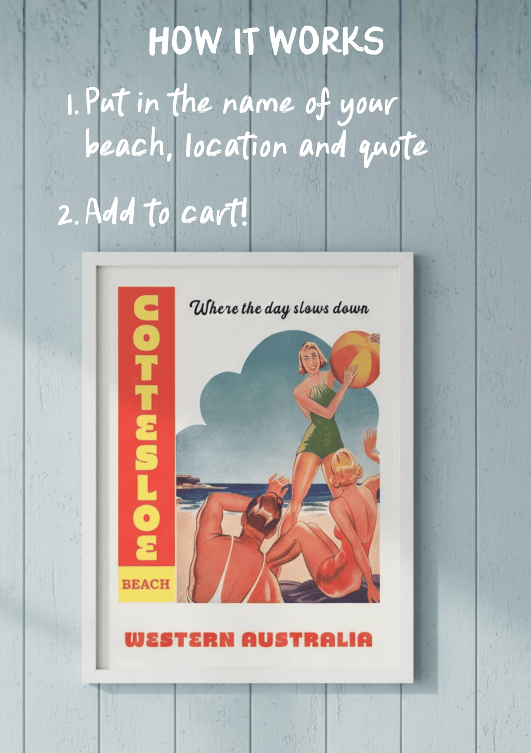 Custom Vintage Beach Personalistion Wall Art Print wall - art - picture - poster
