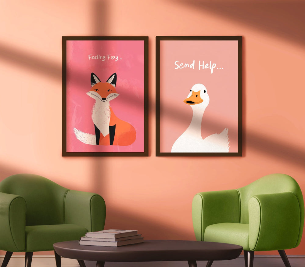 Cute Animal Quote Pair Wall Art - Style My Wall