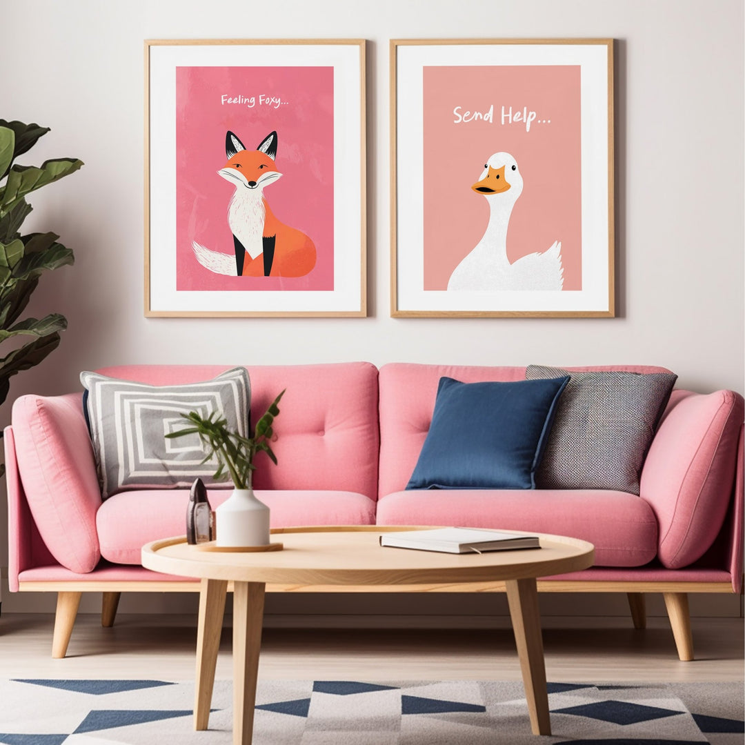 Cute Animal Quote Pair Wall Art - Style My Wall