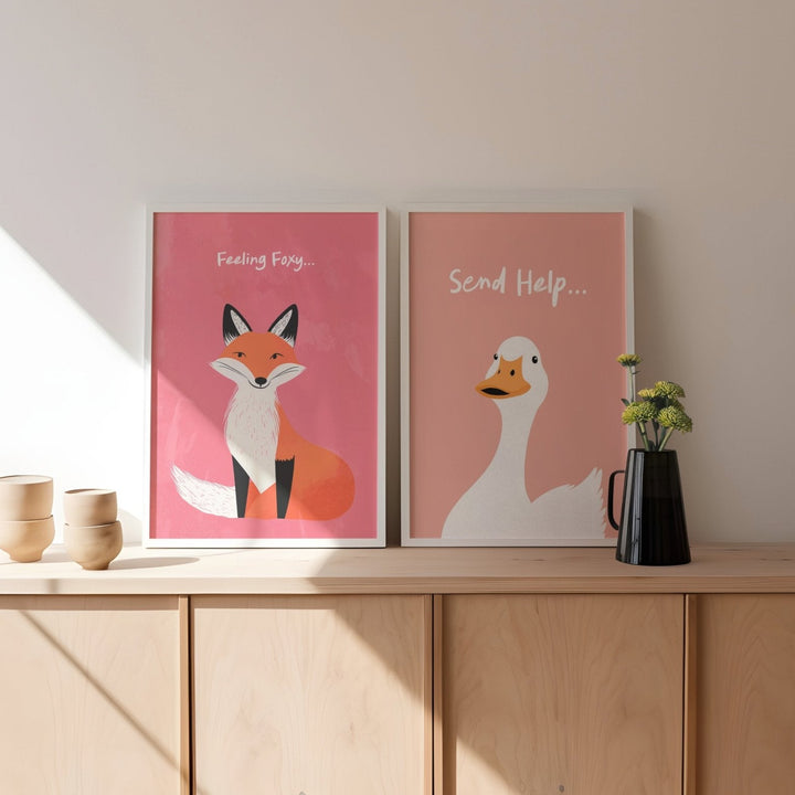 Cute Animal Quote Pair Wall Art - Style My Wall
