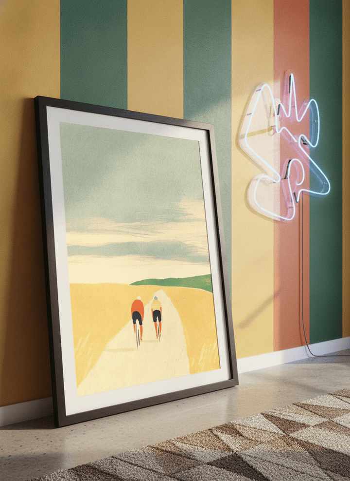 Bold wall art styled in a colourful, eclectic modern home