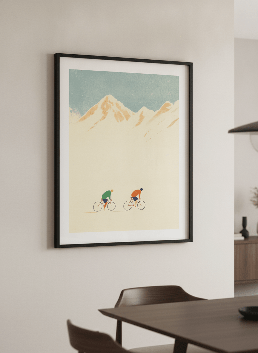 Wall art styled above a dining table in a contemporary home