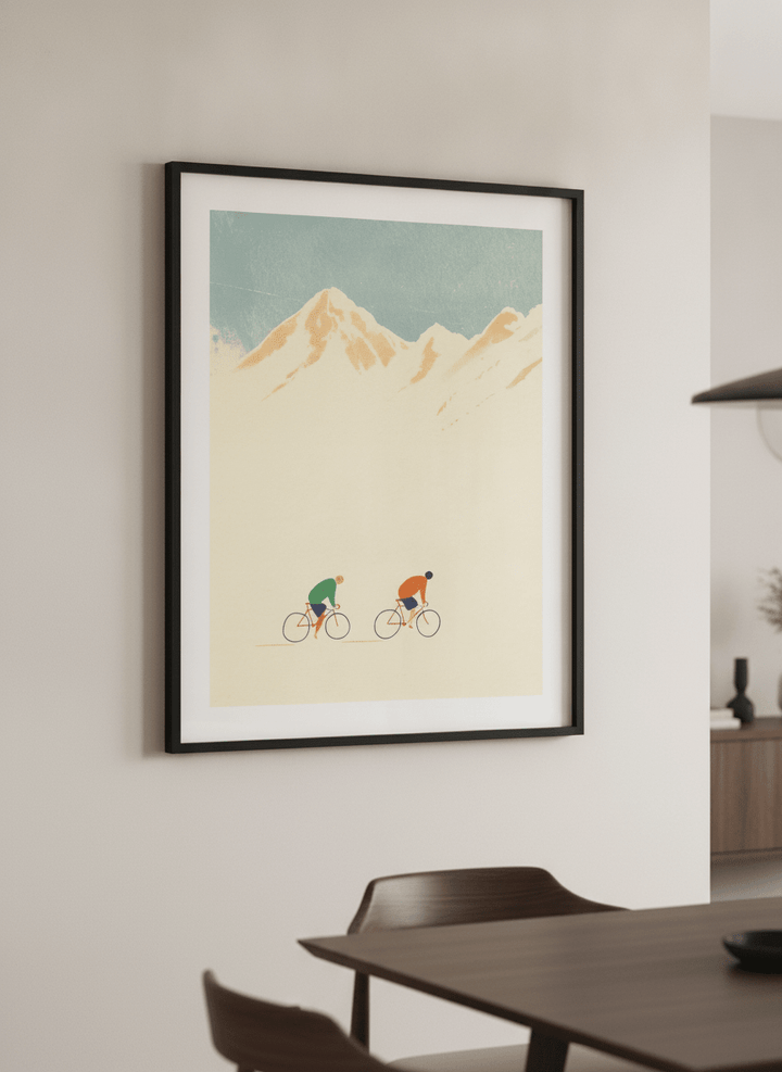 Wall art styled above a dining table in a contemporary home