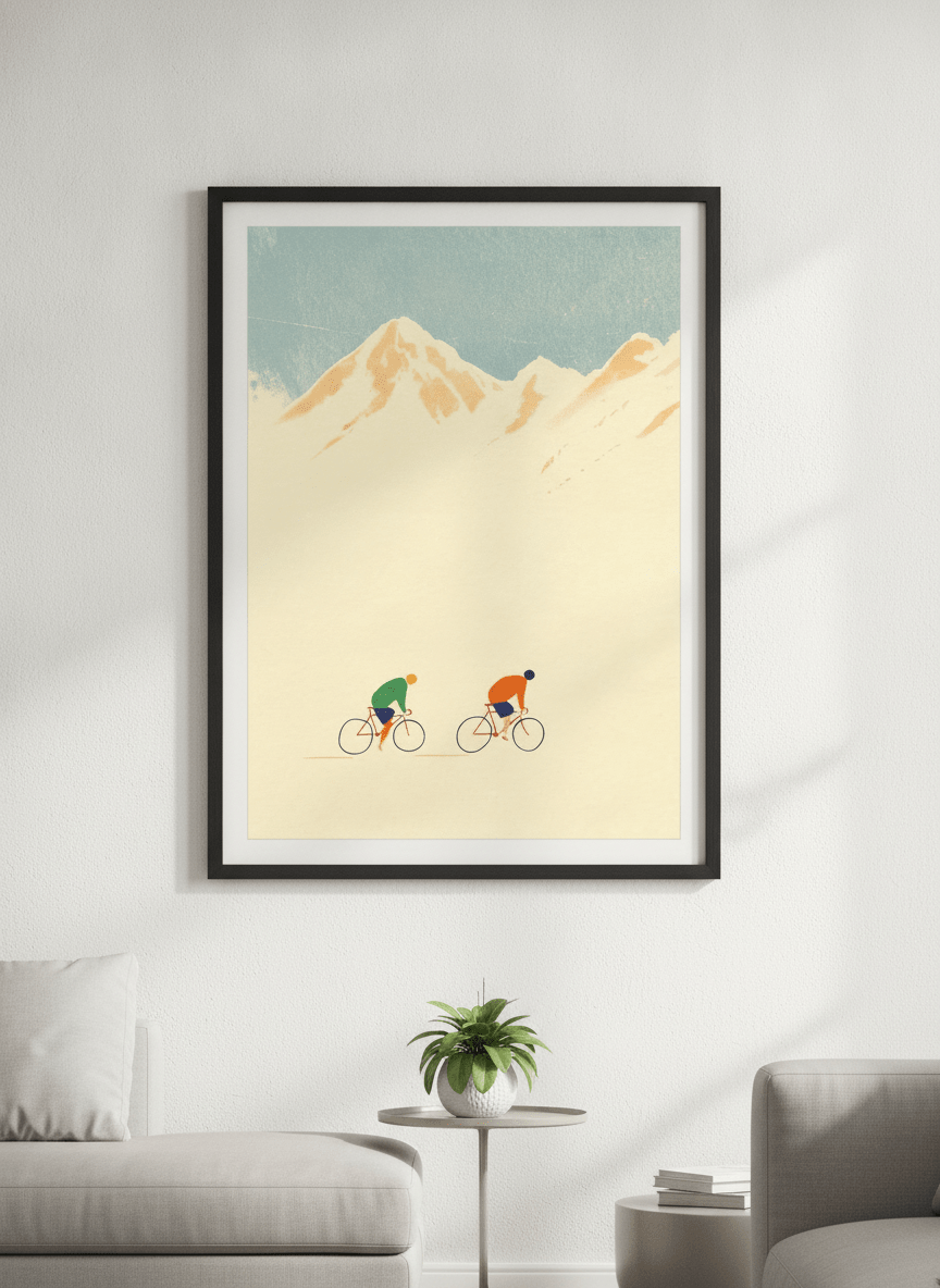 Modern wall art styled above a sofa in a neutral living room