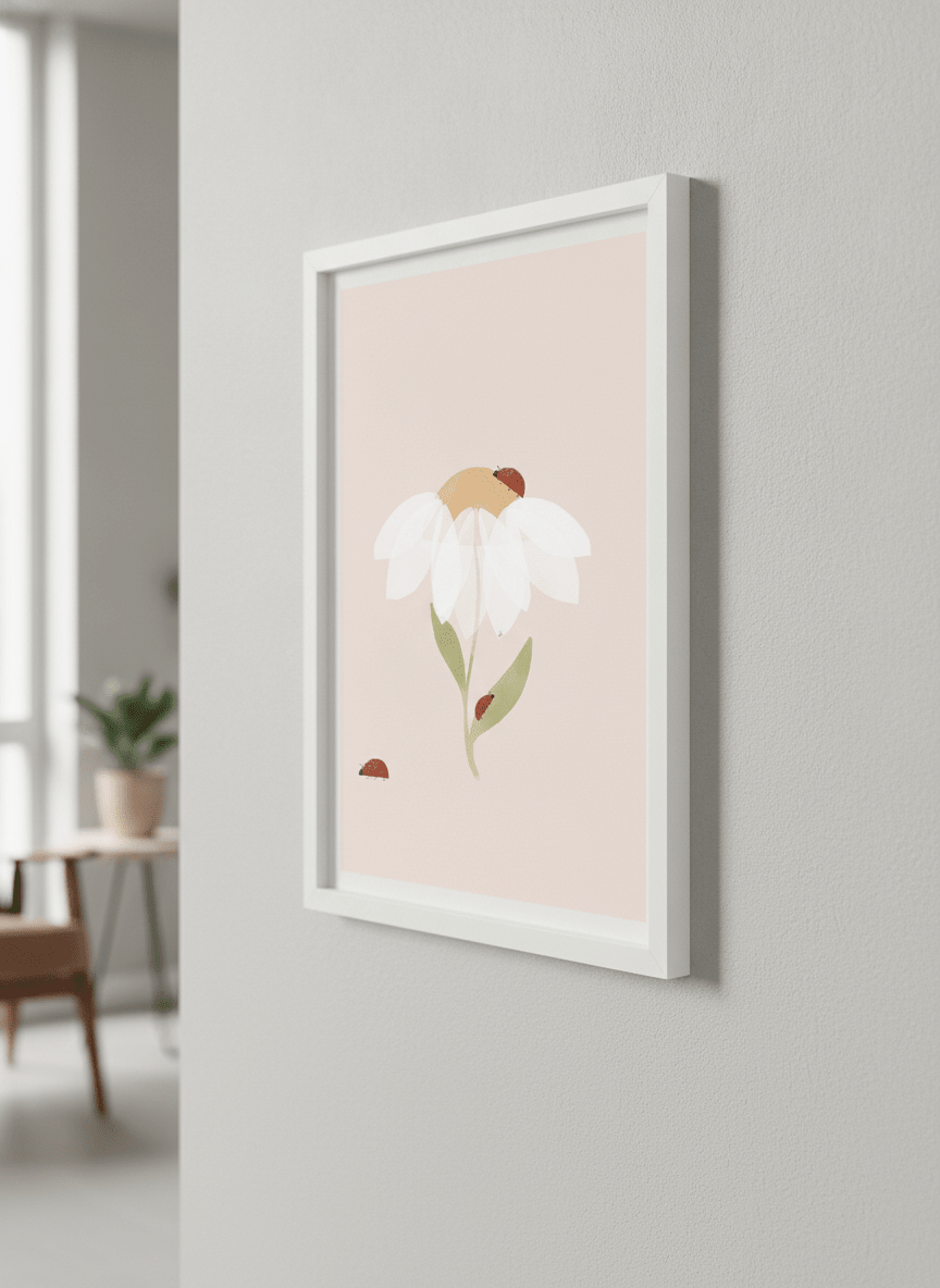 Modern wall art styled above a sofa in a neutral living room