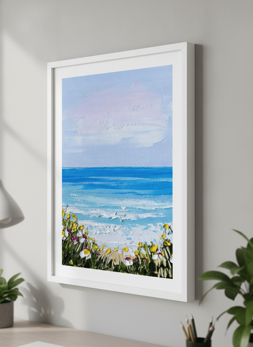 Contemporary wall art featured in a bright modern office workspace