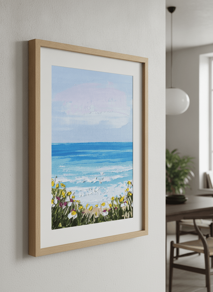 Wall art styled above a dining table in a contemporary home
