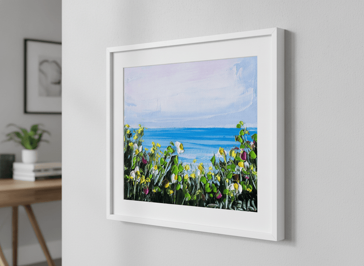 Contemporary wall art featured in a bright modern office workspace