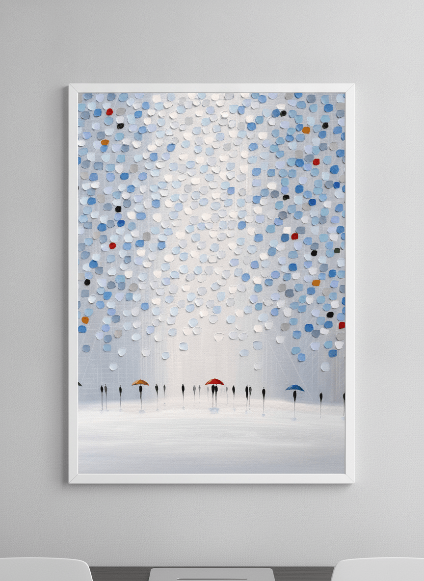 Contemporary wall art featured in a bright modern office workspace