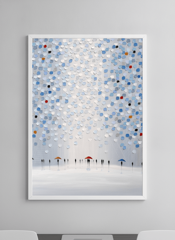 Contemporary wall art featured in a bright modern office workspace