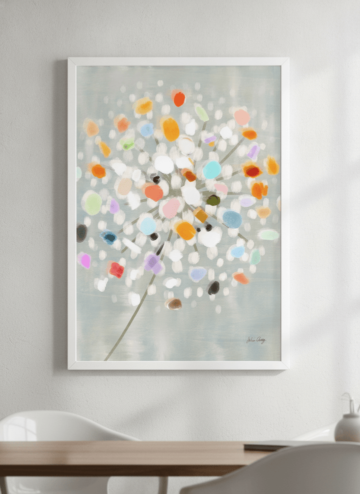 Contemporary wall art featured in a bright modern office workspace
