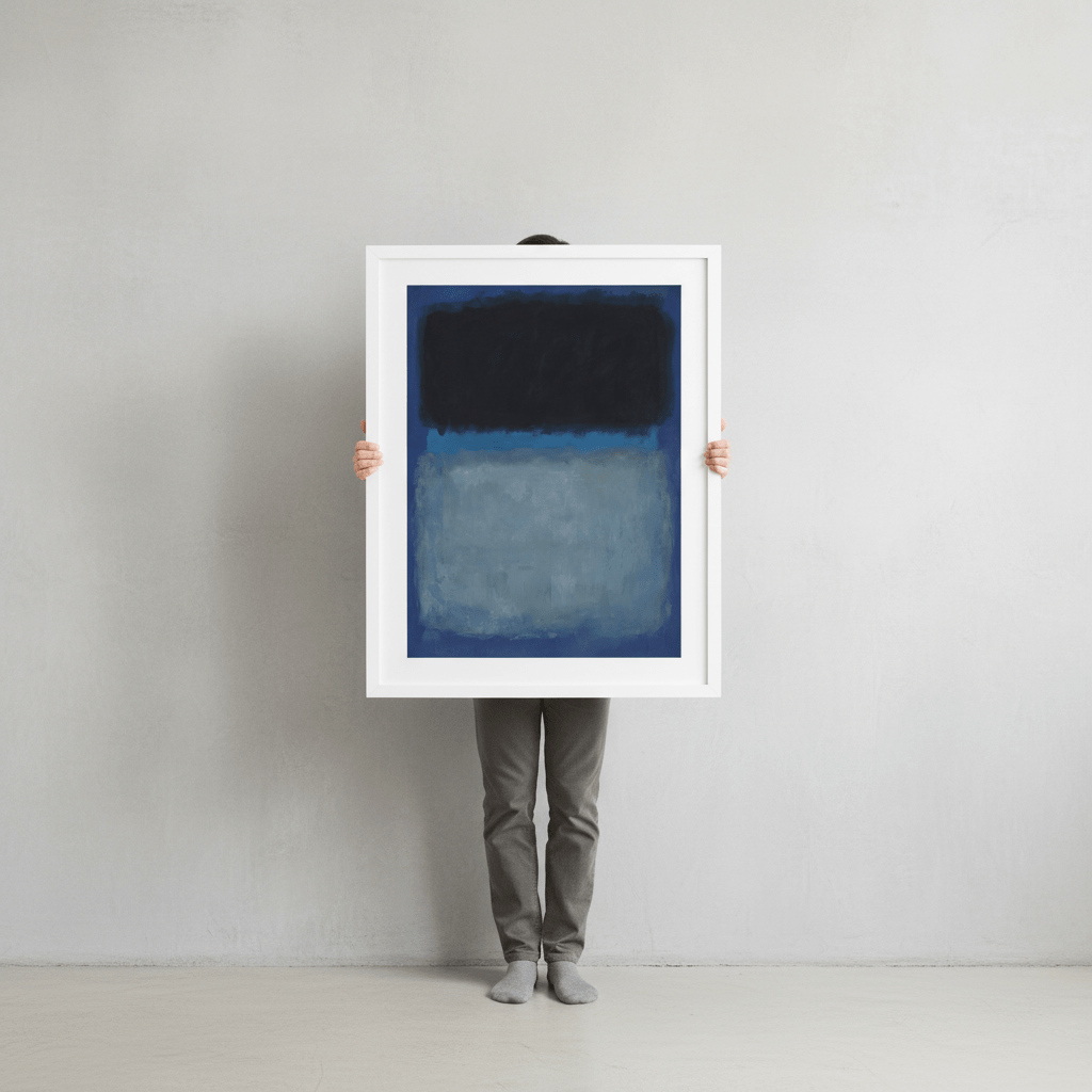 Dark vs Light Blue Rothko Inspired Abstract Art wall - art - picture - poster