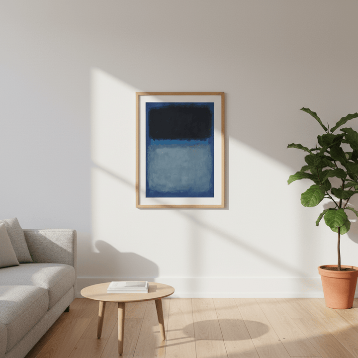 Dark vs Light Blue Rothko Inspired Abstract Art wall - art - picture - poster