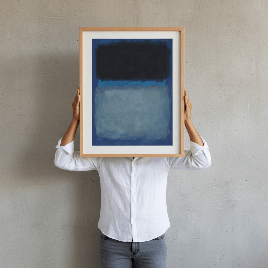 Dark vs Light Blue Rothko Inspired Abstract Art wall - art - picture - poster