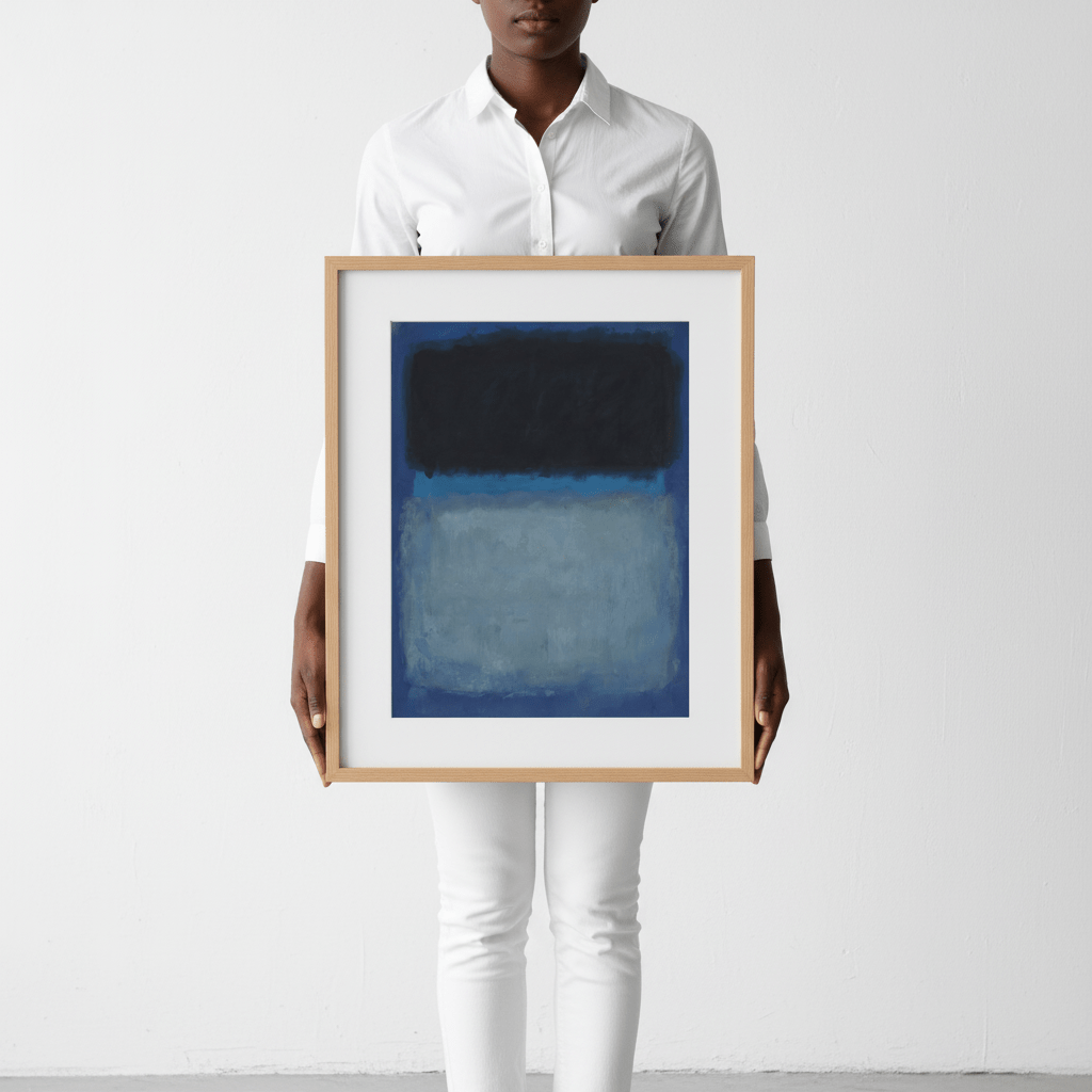 Dark vs Light Blue Rothko Inspired Abstract Art wall - art - picture - poster