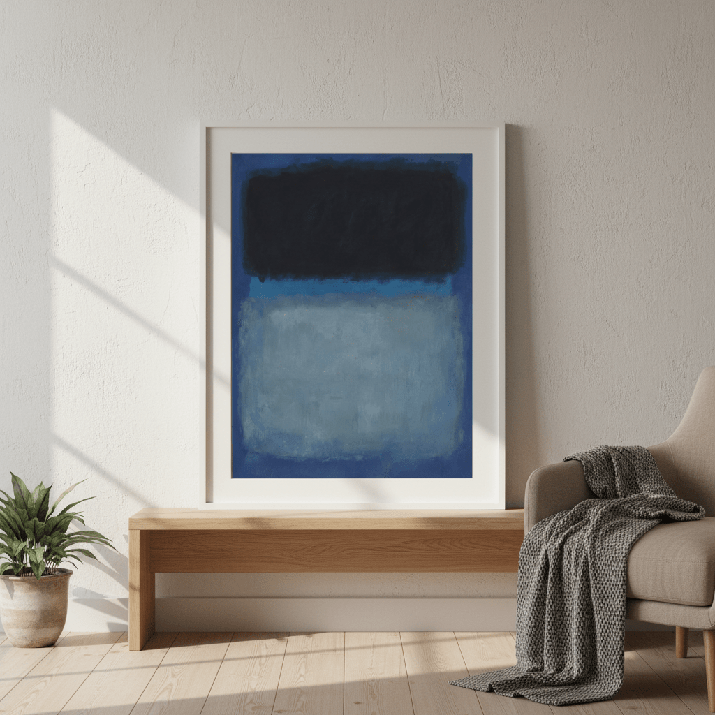 Dark vs Light Blue Rothko Inspired Abstract Art wall - art - picture - poster