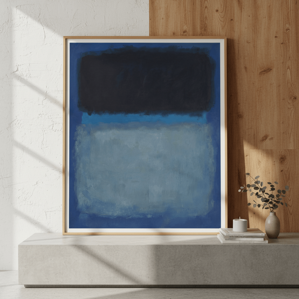 Dark vs Light Blue Rothko Inspired Abstract Art wall - art - picture - poster