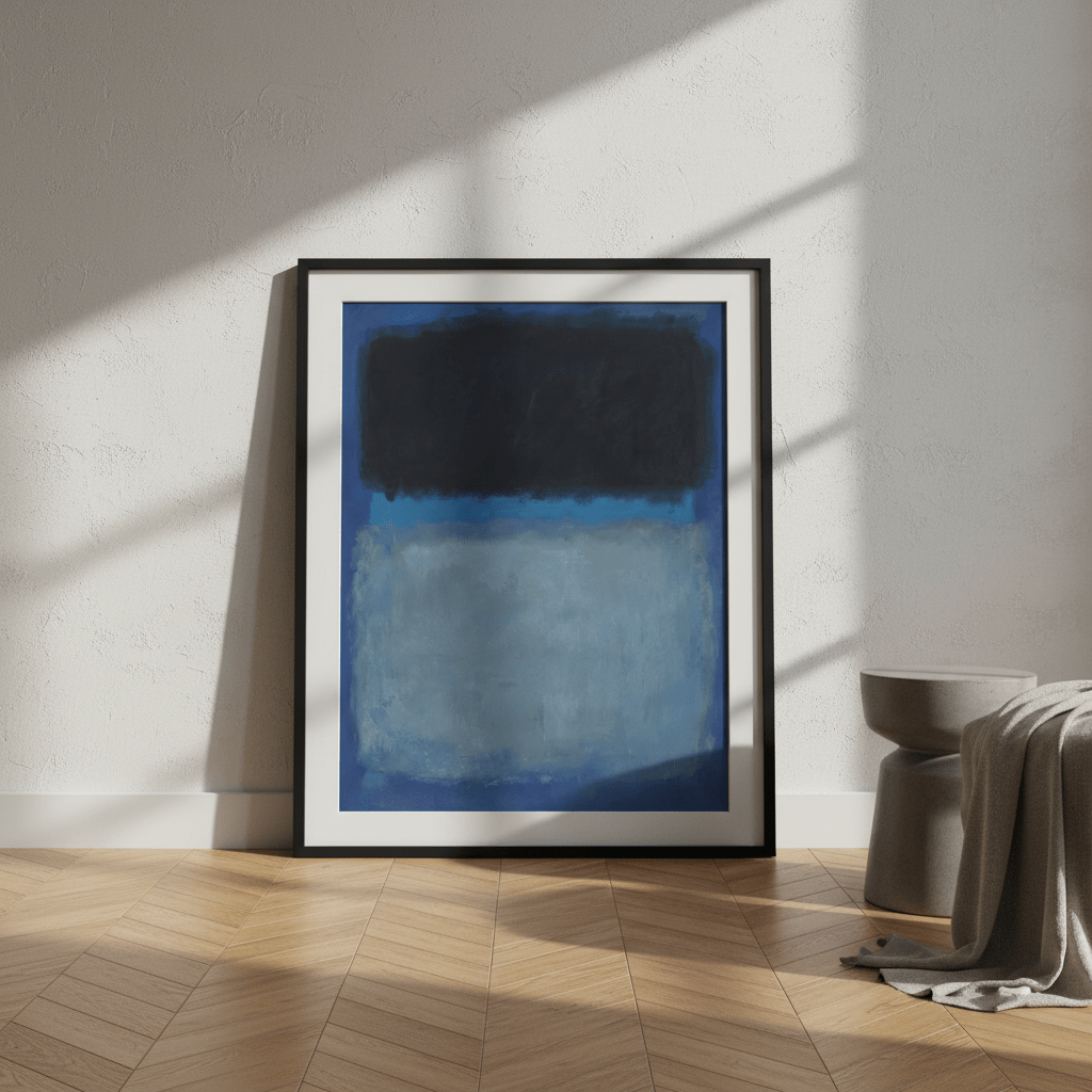 Dark vs Light Blue Rothko Inspired Abstract Art wall - art - picture - poster