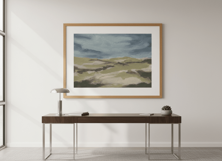 Contemporary wall art featured in a bright modern office workspace