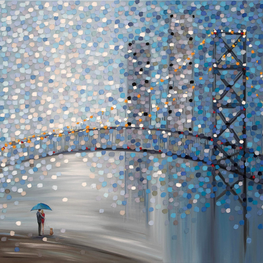 Date By The Bridge By Ekaterina Ermilkina | Canvas Square Print