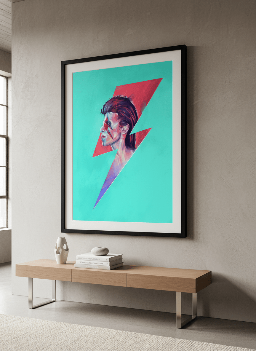 Monumental artwork centred on a feature wall in a luxe interior