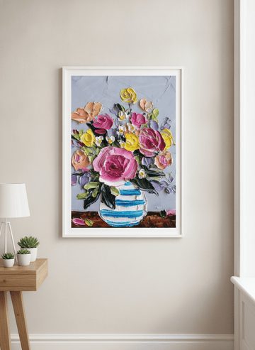Contemporary wall art featured in a bright modern office workspace