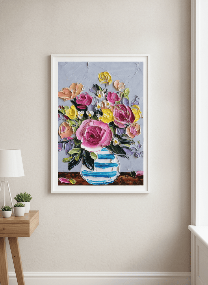 Contemporary wall art featured in a bright modern office workspace