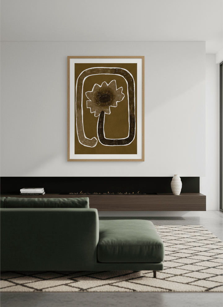 Monumental artwork centred on a feature wall in a luxe interior