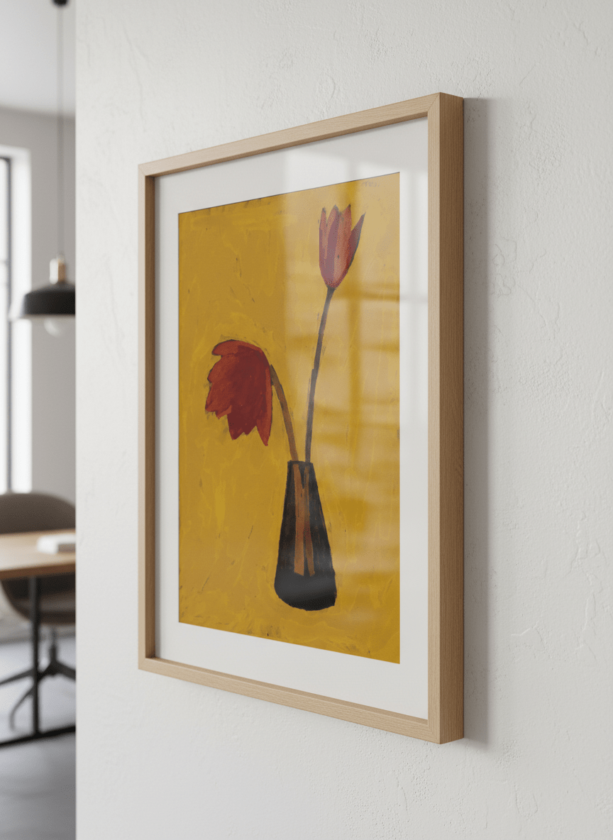 Contemporary wall art featured in a bright modern office workspace
