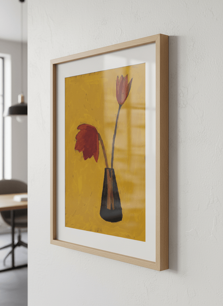 Contemporary wall art featured in a bright modern office workspace