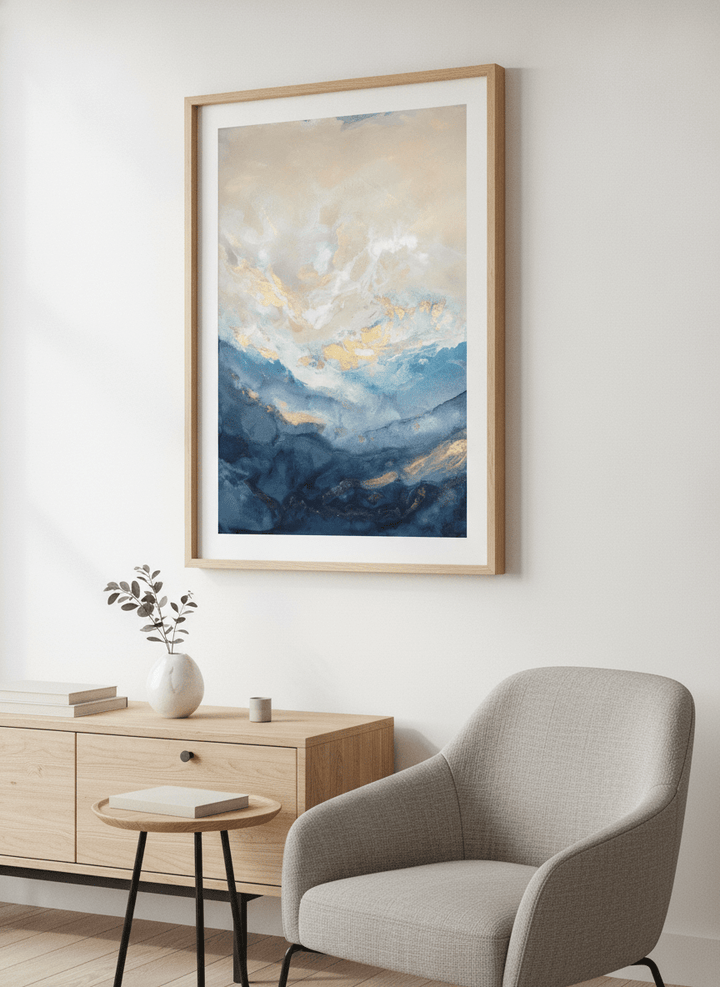 Contemporary wall art featured in a bright modern office workspace