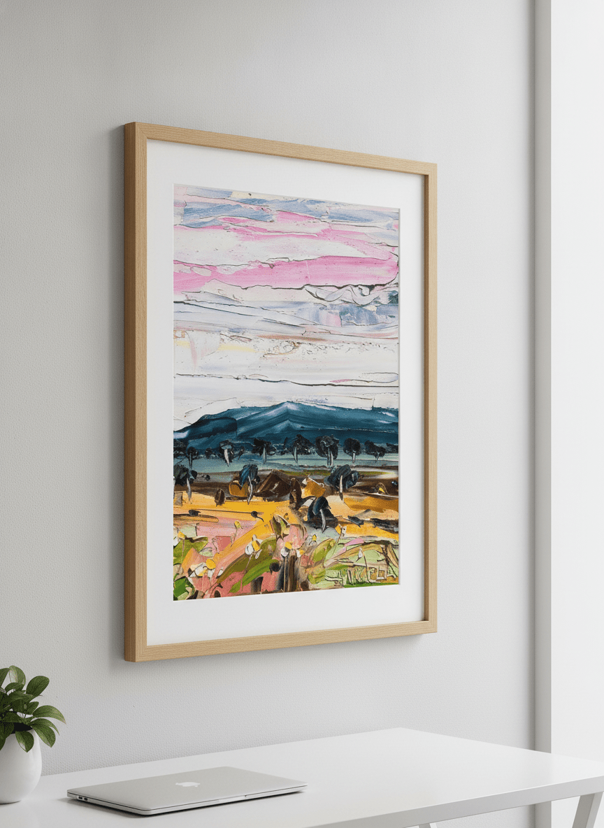 Contemporary wall art featured in a bright modern office workspace
