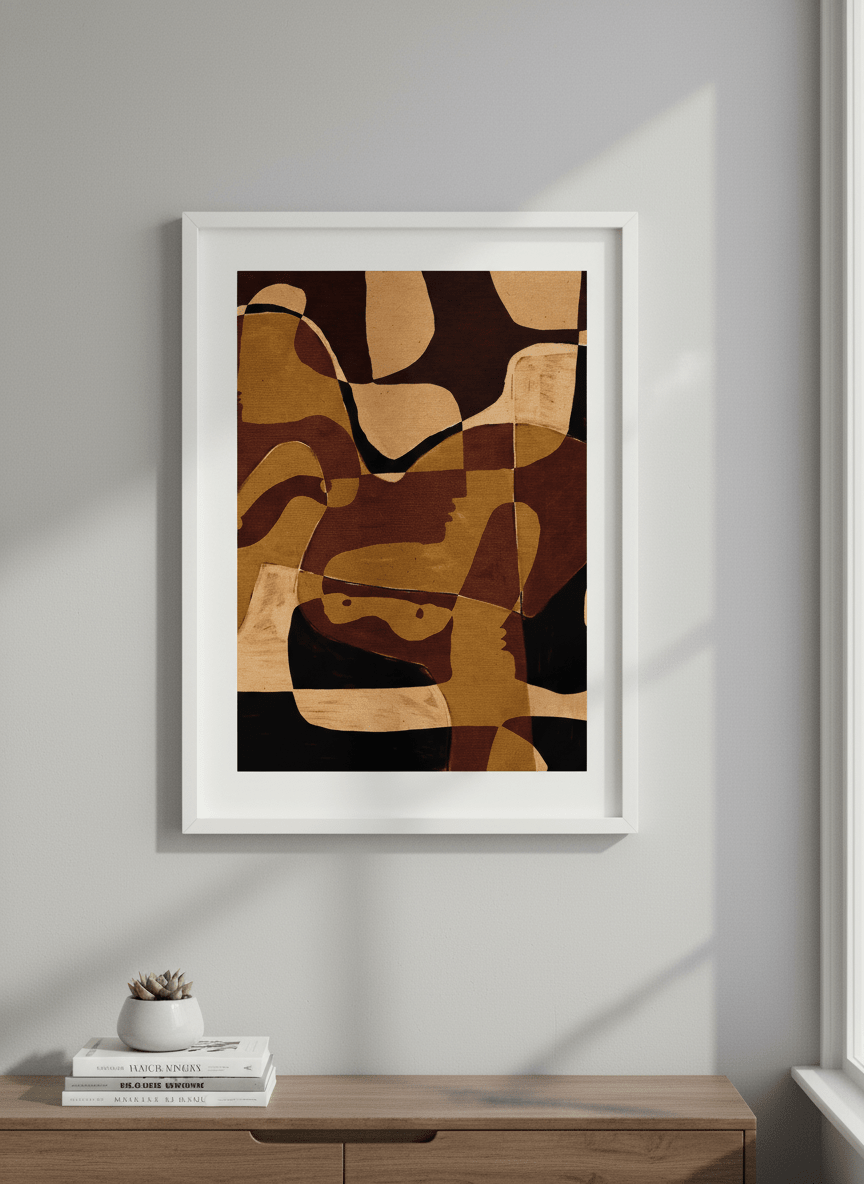 Contemporary wall art featured in a bright modern office workspace