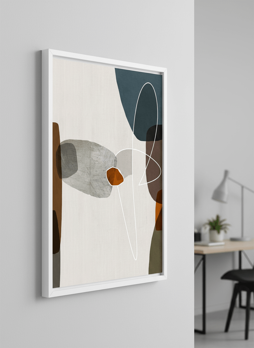 Contemporary wall art featured in a bright modern office workspace