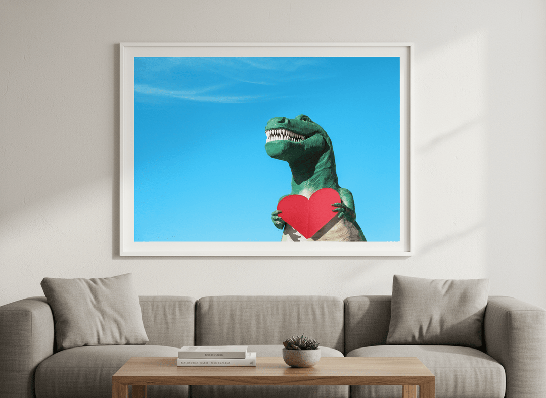 Modern wall art styled above a sofa in a neutral living room
