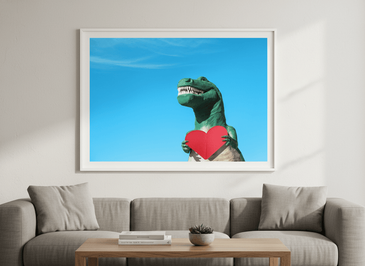 Modern wall art styled above a sofa in a neutral living room