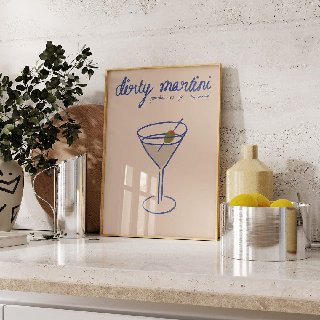 Dirti Martini Recipe Bar Art by Lucia Sankovic - Style My Wall