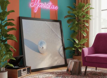 Bold wall art styled in a colourful, eclectic modern home